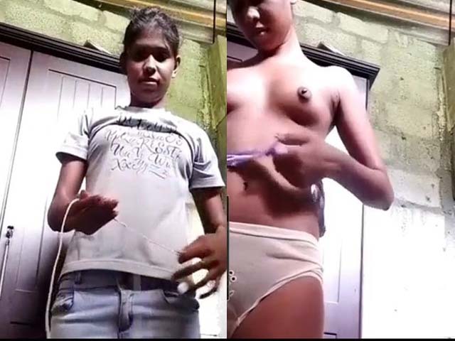 cute Lankan girl shows her small